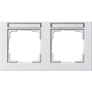 2-fach Abdeckrahmen beschriftbar waagerecht für E2 reinweiß matt