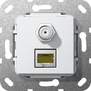 MJ RJ45 Cat 6A 10 GB SAT F Gender Ch. Einsatz für System 55 reinweiß