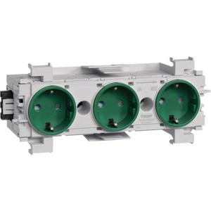 Steckdose 3-fach WAGO Steck-Klemmtechnik frontrastend grün