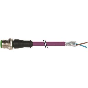 M12 Stecker gerade gs freies Leitungsende PUR-OB 1x2x0,64 violett 0,3m