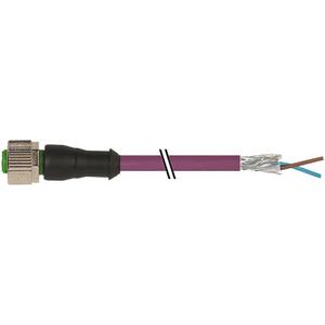 M12 Buchse gerade gs freies Leitungsende PUR-OB 1x2x0,64 violett 1m