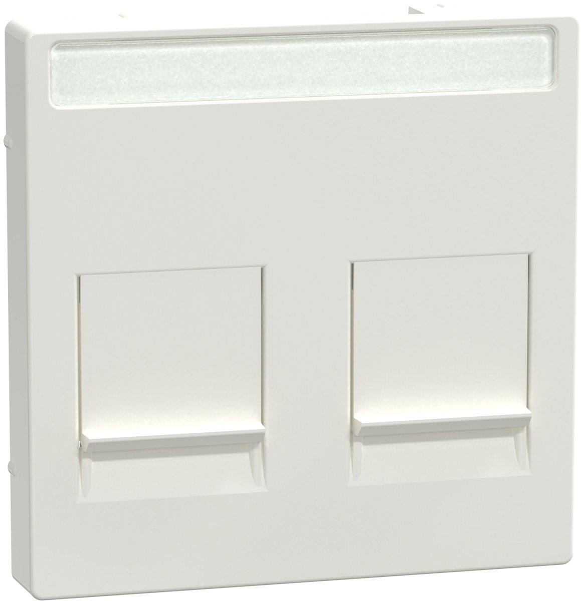 Zentralplatte für Modular Jack 2 fach mit Schriftfeld und Staubschutz