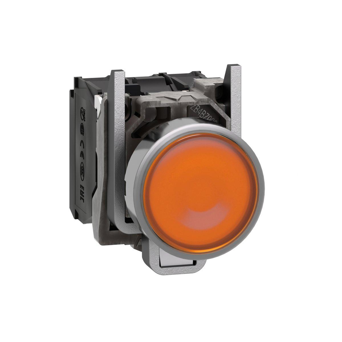 Leuchtdrucktaster gelb flach 1S+1Ö tastend +LED 24V AC/DC