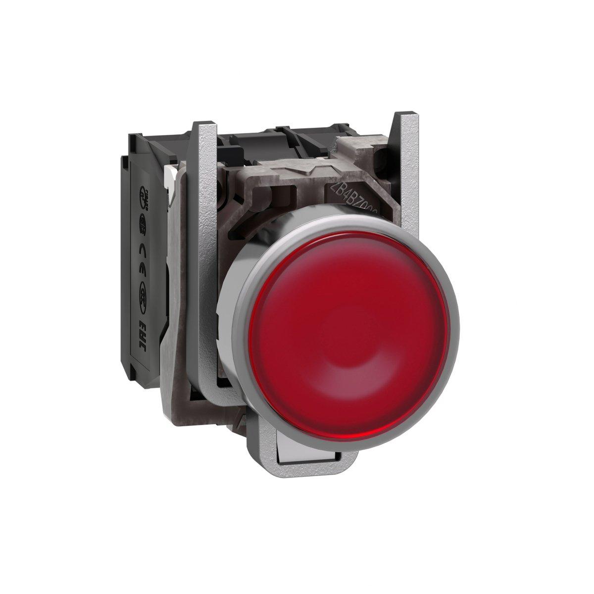 Leuchtdrucktaster rot flach 1S+1Ö tastend +LED 24V AC/DC