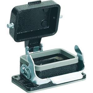 Anbaugehäuse Han 6B schwarz mit Längsbügel Abdeckkappe aus Metall