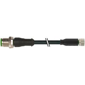 M12 Stecker / M8 Buchse gerade PUR 4x0,25 sw 2m
