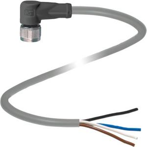 Kabeldose M12 gewinkelte Bauform PUR Kabel 4-pol 20m offenes Ende Grau