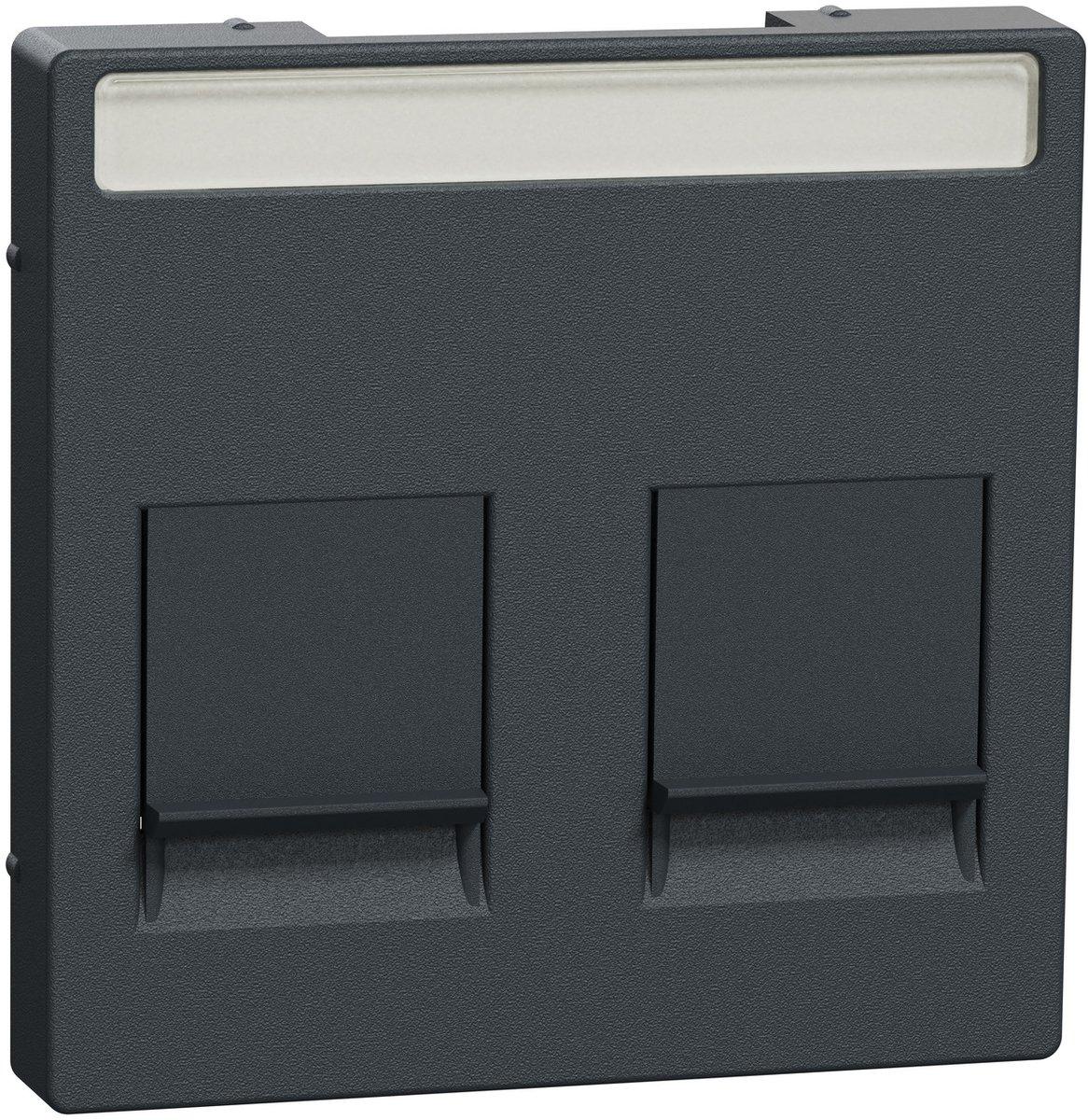 Zentralplatte für Modular Jack 2-fach mit Schriftfeld und Staubschutz