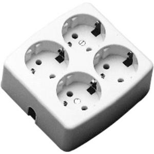 Tischverteiler quadatisch ohne Kabel 4-fach weiß