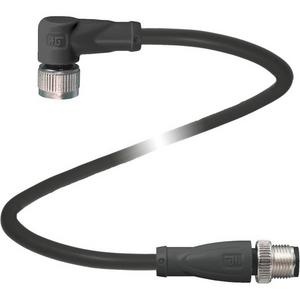 Verbindungskabel M12 gewinkelt auf M12 gerade 4-polig 2 m PUR Kabel