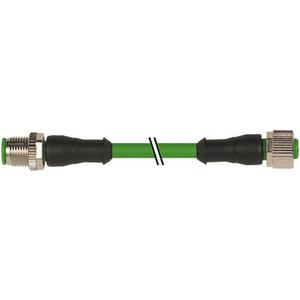M12 Stecker / M12 Buchse gerade geschirmt PUR-OB 4x0,5+2x0,25 grün 1m
