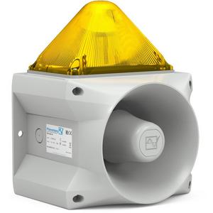 Blitzschallgeber 120 dB(A) / 15 J Gehäuse grau / Haube gelb 230 V AC