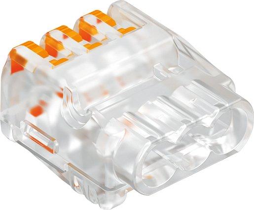 Universalklemme für 3 starre-flexible Leiter 0,2-2,5mm² PC transparent