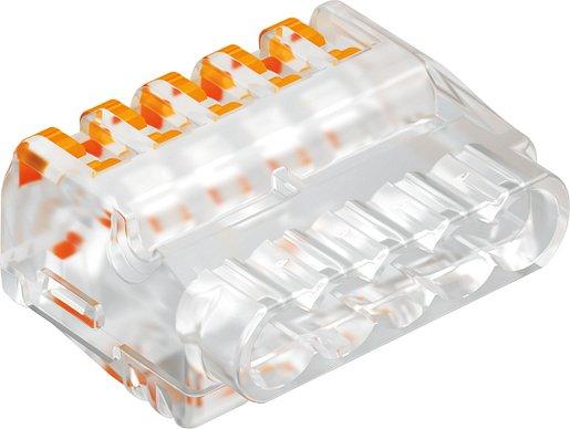 Universalklemme für 5 starre-flexible Leiter 0,2-2,5mm² PC transparent