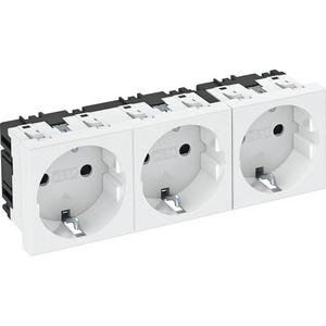 Steckdose 0° 3-fach Schutzkontakt 250V 10/16A PC schwarzgrau
