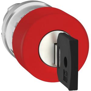 Frontelement rund für Drucktaster Ø22 mm Schlüsselentr. Pilzdruckt. Ø 30 mm rot