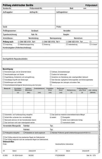 Prüfprotokoll 0701/0702