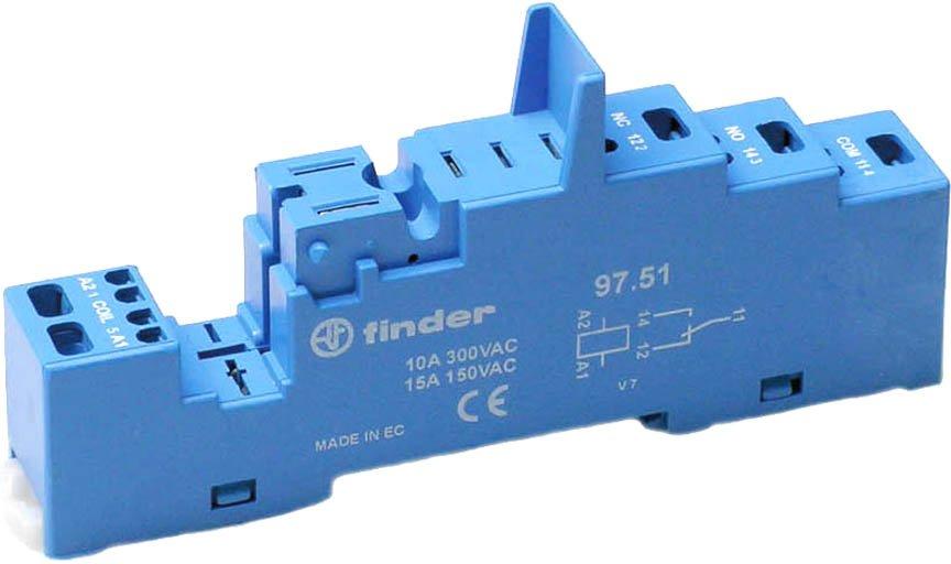 Fassung mit Zugfederklemmen für Relais Typ 46.61 blau Serie 97