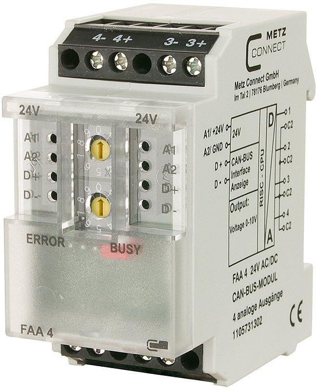 CAN-Modul mit 4 analogen Spannungsausgängen FAA 4 24 V AC/DC