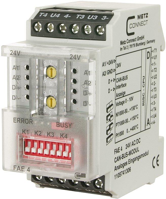 CAN-Modul mit 4 analogen Temperatur-/ Spannungseingängen FAE 4 24 V AC/DC