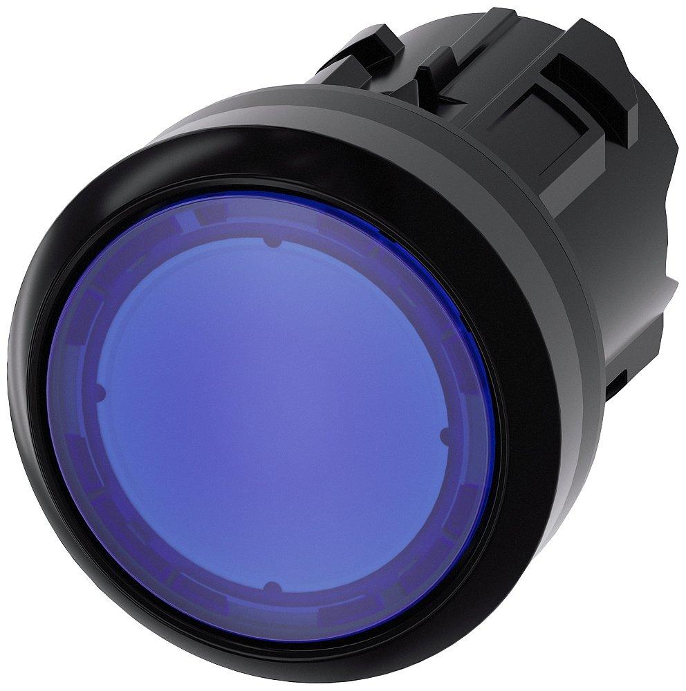 LeuchtDrucktaster 22mm rund KST blau Druckknopf flach tastend