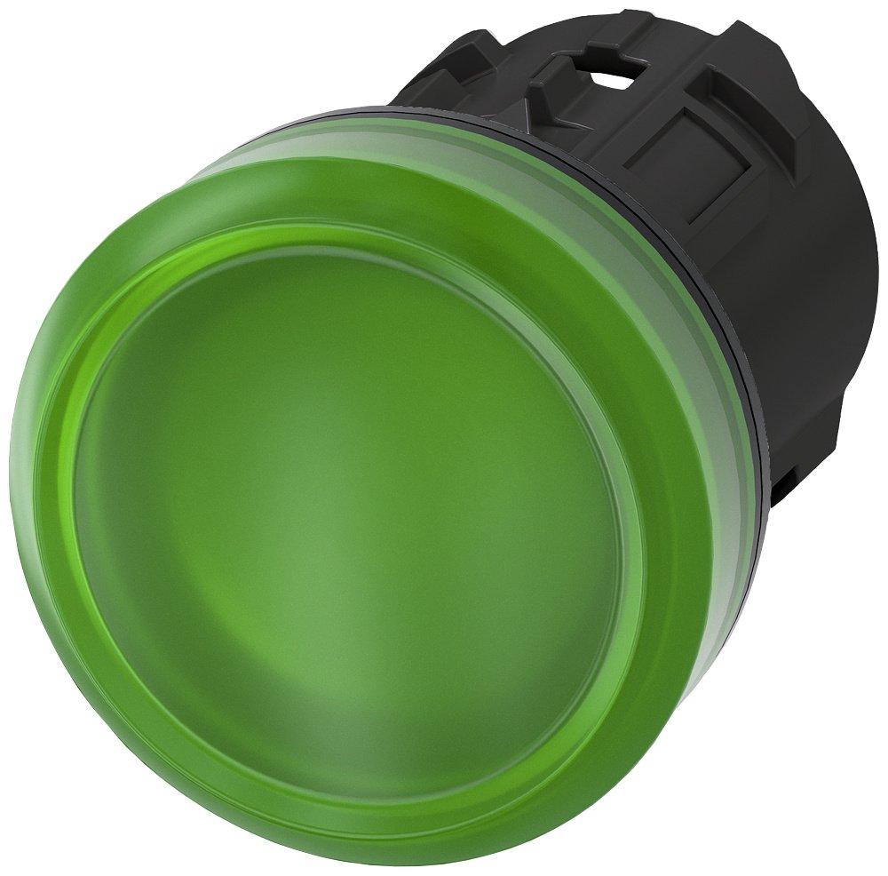 Leuchtmelder 22mm rund KST grün Linse Glatt