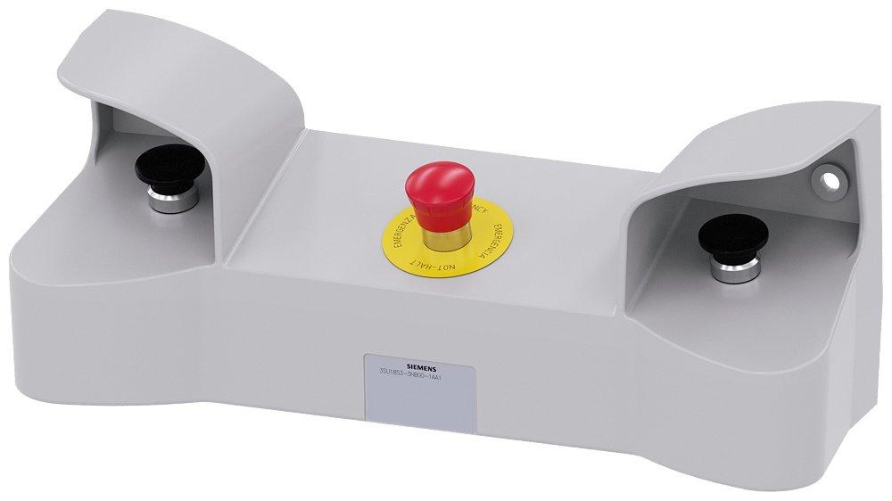 Zweihand-Bedienpult Befehlsgeräte 22mm rund MET grau 3 Befehlsstellen