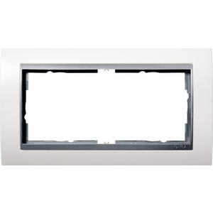 2-fach Abdeckrahmen für Event reinweiß glänzend Zwischenrahmen Farbe Aluminium