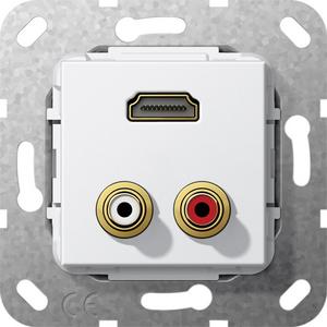 HDMI Chinch-Audio Kabelpeitsche Einsatz für System 55 reinweiß