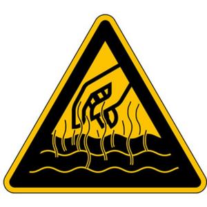 Warnschild Warnung vor heißen Flüssigkeiten und Dämpfen Folie SL 100