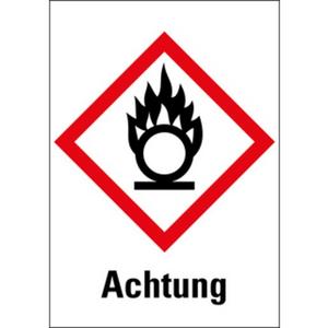 Gefahrensymbol Flamme über Kreis GHS03 Achtung Folie 105x74mm