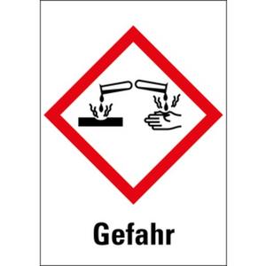 Gefahrensymbol Ätzwirkung GHS05 Gefahr Folie 105x74mm