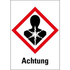 Gefahrensymbol Gesundheitsgefahr GHS08 Achtung Folie 105x74mm 500/Rol