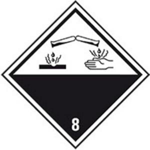 Verpackungskennzecihen Kl.8 Ätzende Stoffe Folie 100 x 100 mm
