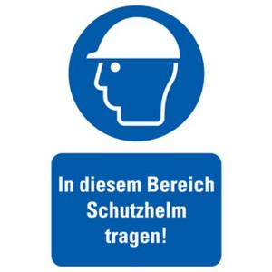 Gebots-Kombischild In diesem Bereich Schutzhelm tragen KST 300x200mm