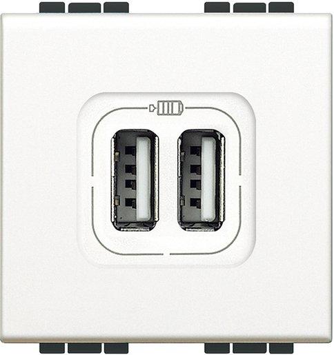 USB-Ladesteckdose 2-fach Typ A 2-modulig 5V DC 2400mA LivingLight weiß