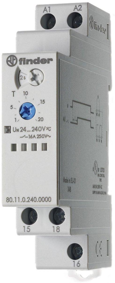 Zeitrelais Einschaltverzögerung 1 Wechsler 16 A für 24 bis 240 V AC