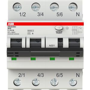 FI/LS Typ A 3+N-polig Charakteristik B Bemessungsstrom 20A 100mA 6kA