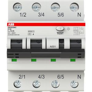 FI/LS Typ A 3+N-polig Charakteristik C Bemessungsstrom 16A 300mA 6kA