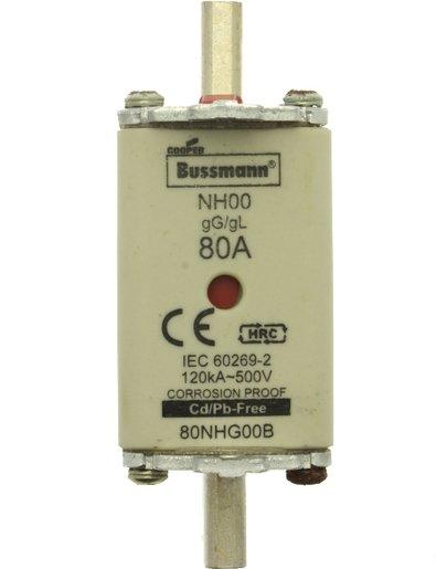 Sicherungseinsatz Niederspannung 80 A AC 500 V NH00 gL/gG IEC Doppelkennmelder