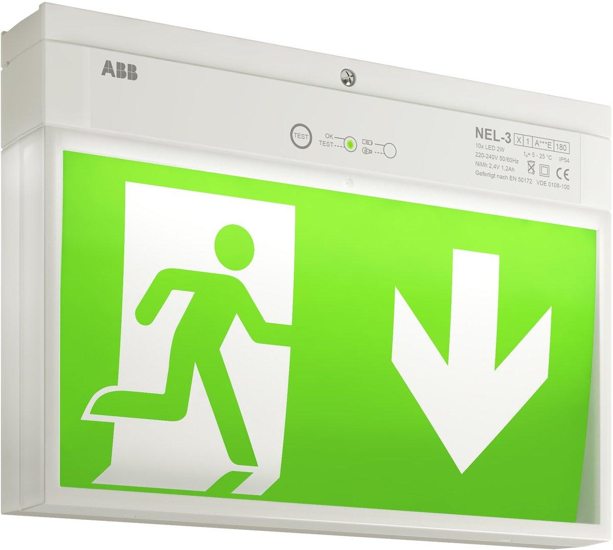NEL-3 Sicherheitsleuchte IP54 LED 3h zur Dauer / Bereitschaft Autotest