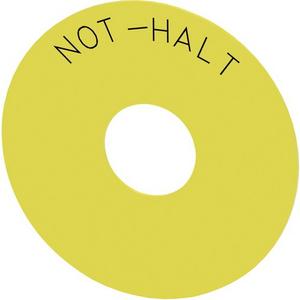 Unterlegschild Not-Halt-Pilzdrucktaster GELB Beschriftung: Not-Halt