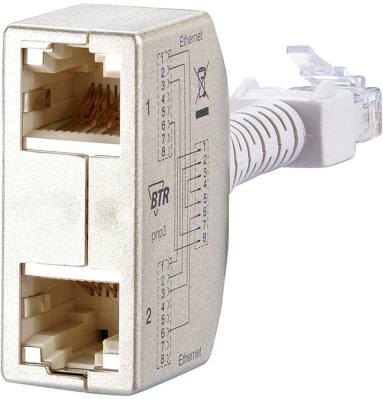 Kommunikationstechnik-Adapter 2 x Ethernet Silber