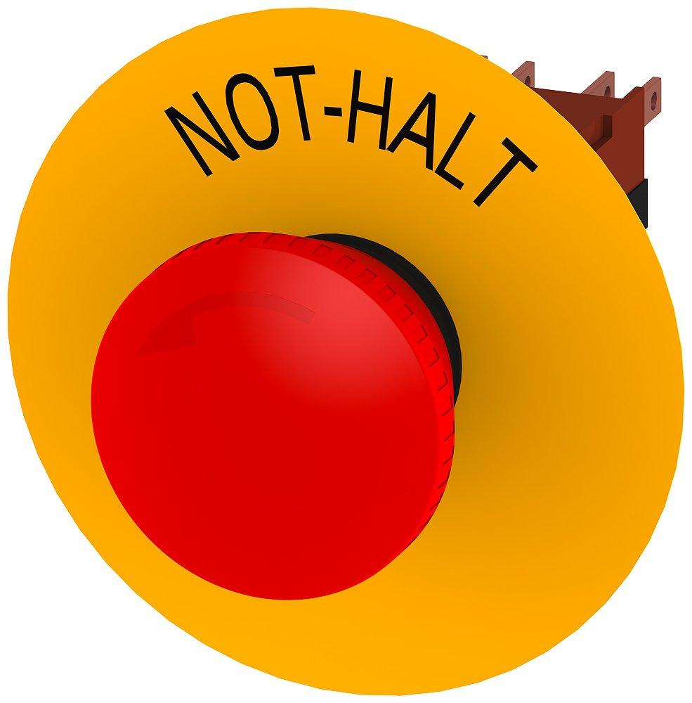 Not-Halt-Pilzdrucktaster 16mm rund Kunststoff rot rastend