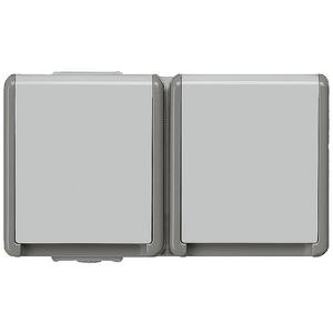 DELTA fläche IP44 Schuko-Steckdose Kombination 2-fach waagrecht 75x134
