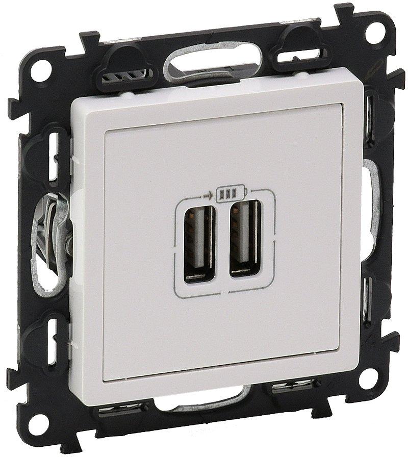USB-Ladesteckdose 2-fach Typ A 2-modulig 5V 2400mA Valena Life Ultraweiß