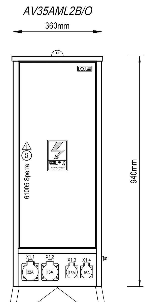 Baustellen Steckdosenverteiler für Oberösterreich (BxHxT) 940x 360 x 235&nbsp;mm