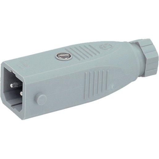 Kabelstecker 2-polig + PE 250V AC/DC - GRAU ohne Sicherheitsbügel