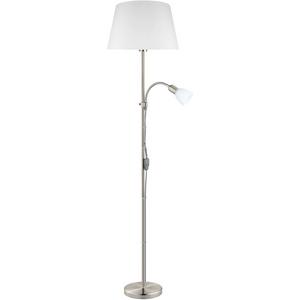 Stehleuchte CONESA 1x60W E27 + 1x40W E14 nickel-matt /weiß Kabelsch.