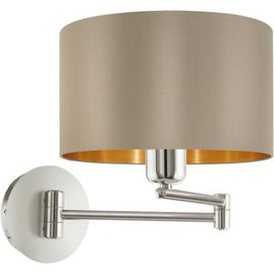 Wandleuchte MASERLO 1x60W E27 mit Wippschalter Taupe/gold